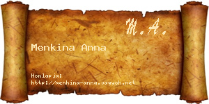 Menkina Anna névjegykártya